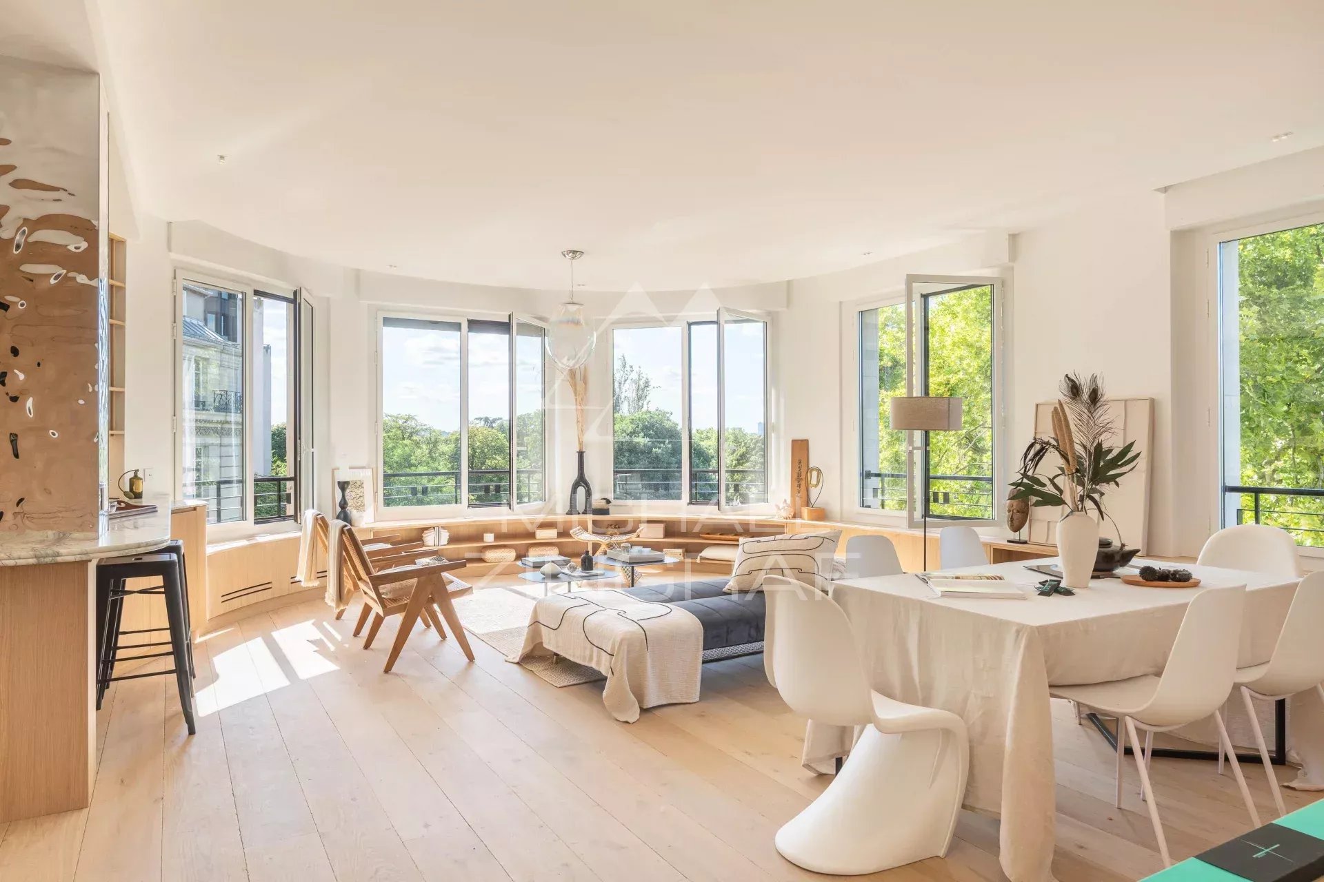 black chair and white table
