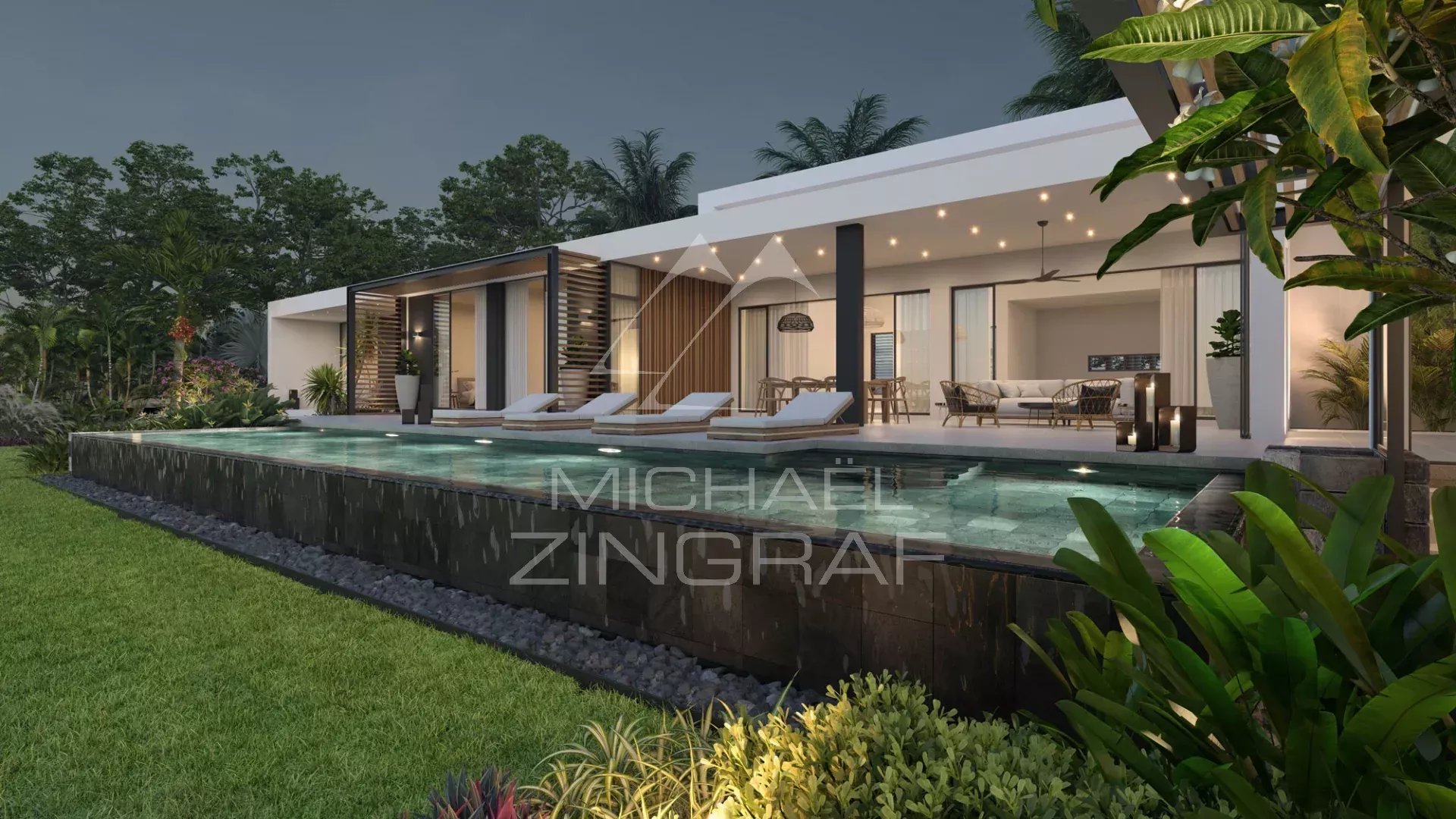 Villa contemporaine avec piscine et vue golf