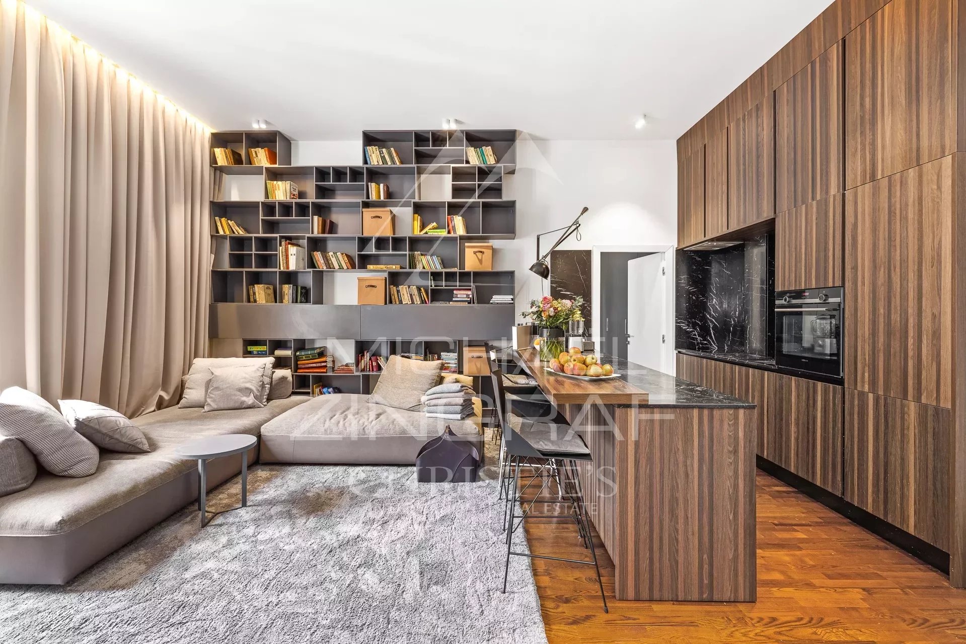 black chair and white table