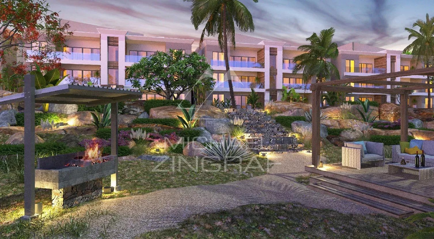 Élégant Appartement avec Vue sur les Jardins et la Piscine – Grand Baie