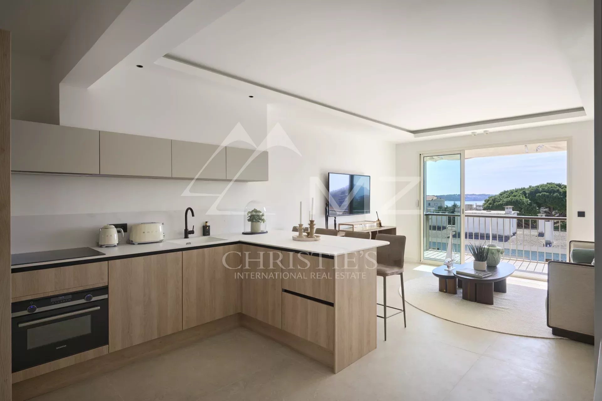 black chair and white table