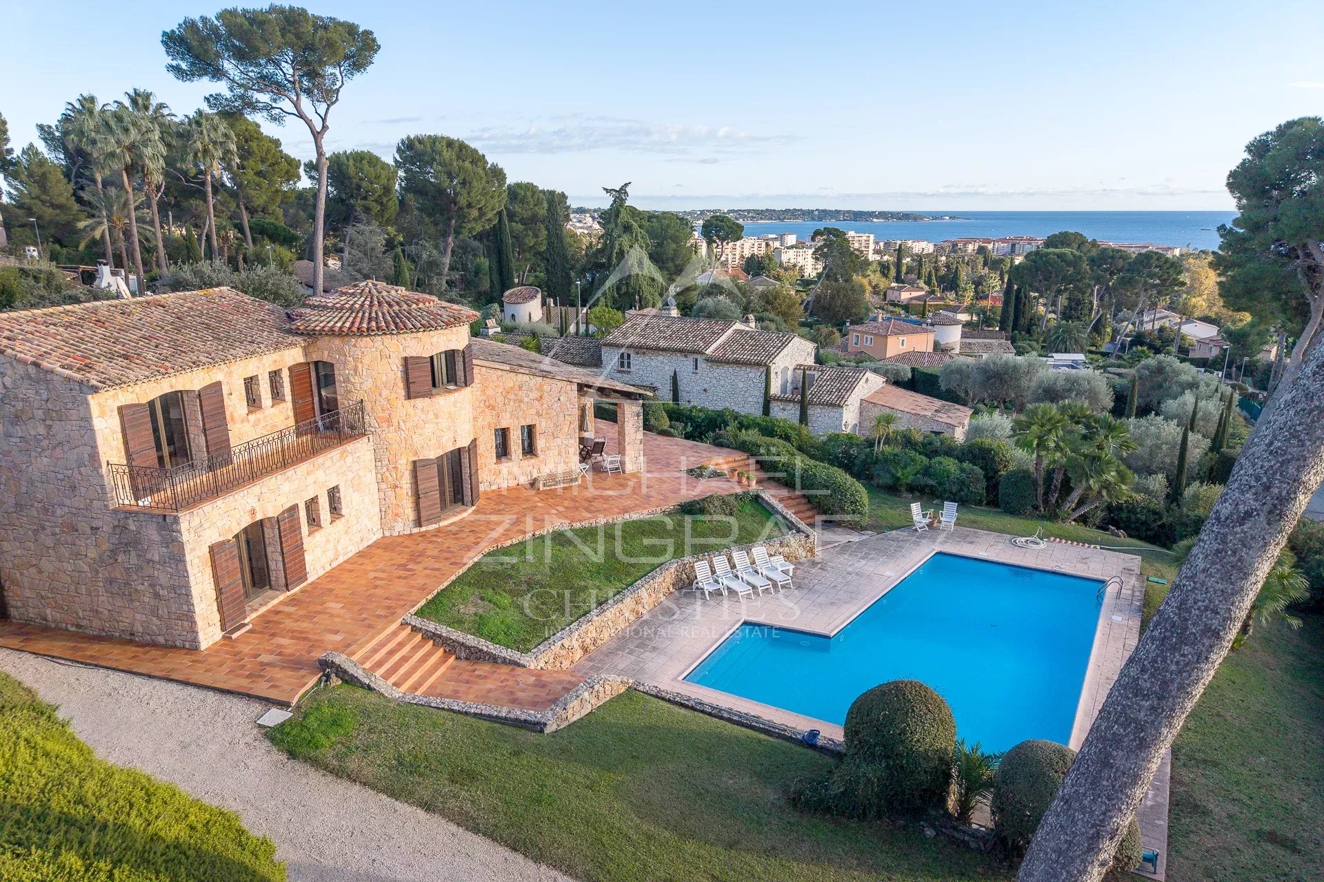 Antibes  – Provençal Stone Villa with Sea View, Pool and Landscaped Garden