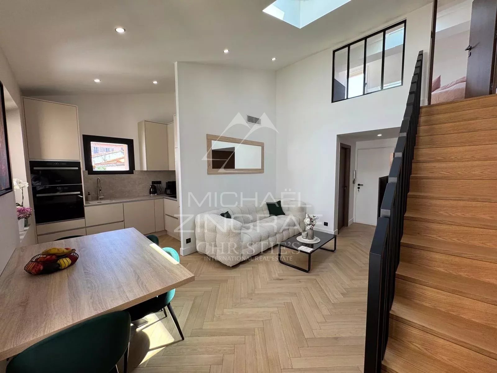 black chair and white table