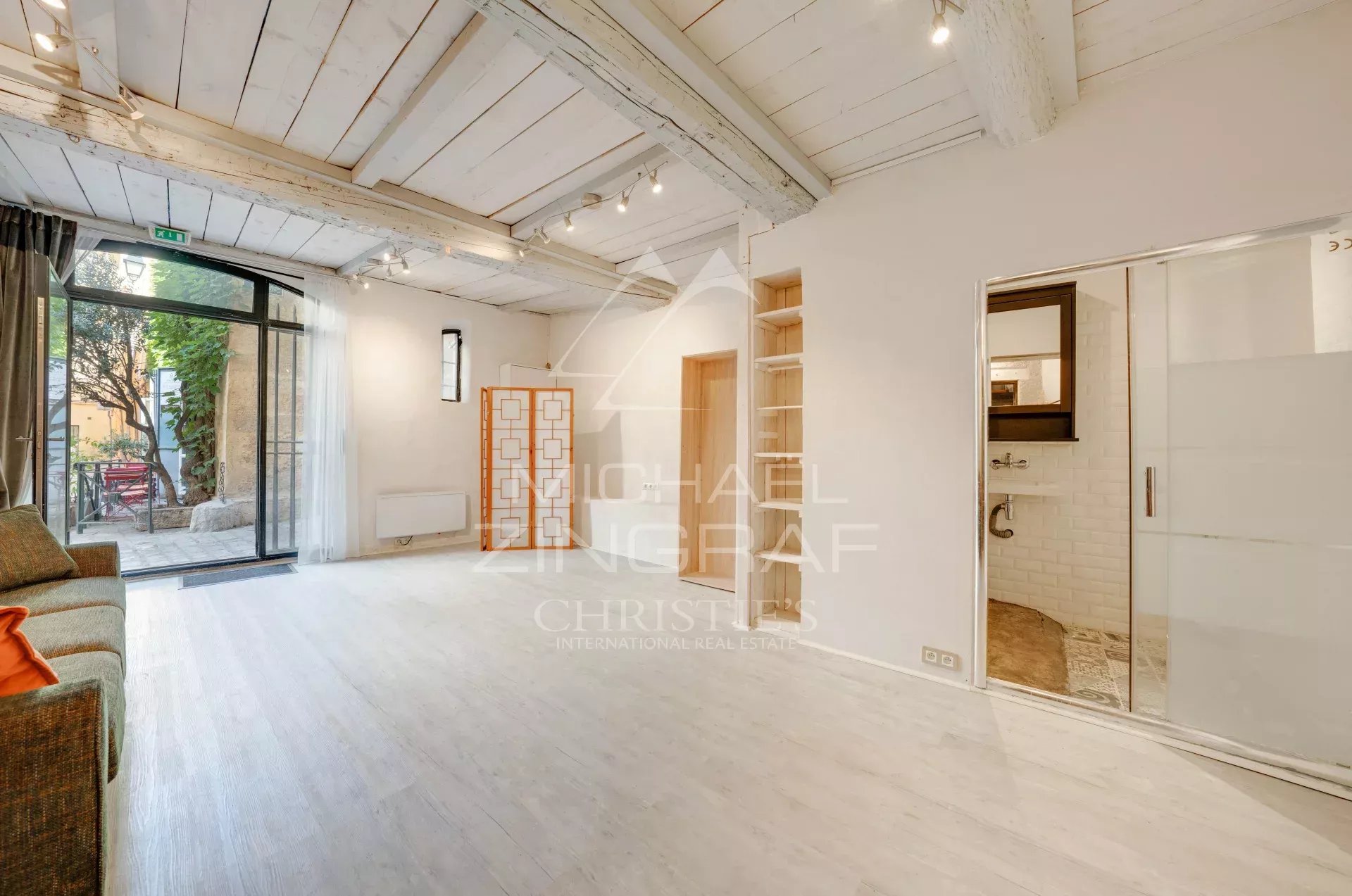 black chair and white table