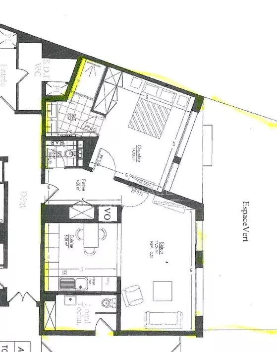 A vendre - 2 Pièces - Inkermann-  Jardin - Lycée Pasteur- Bon état