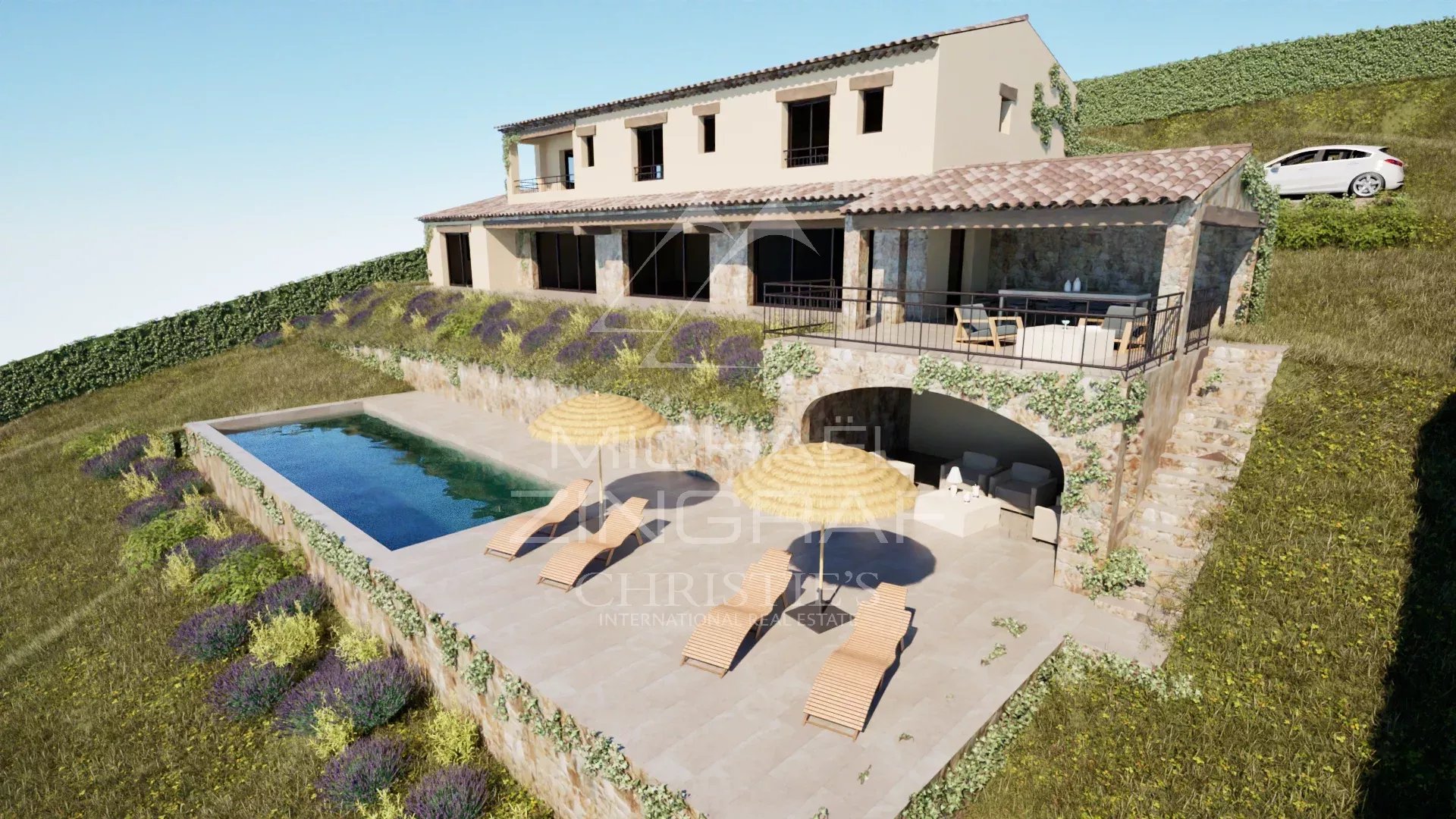 Baugrundstück mit Panoramameerblick, in der Nähe des Dorfes Tourrettes-sur-Loup