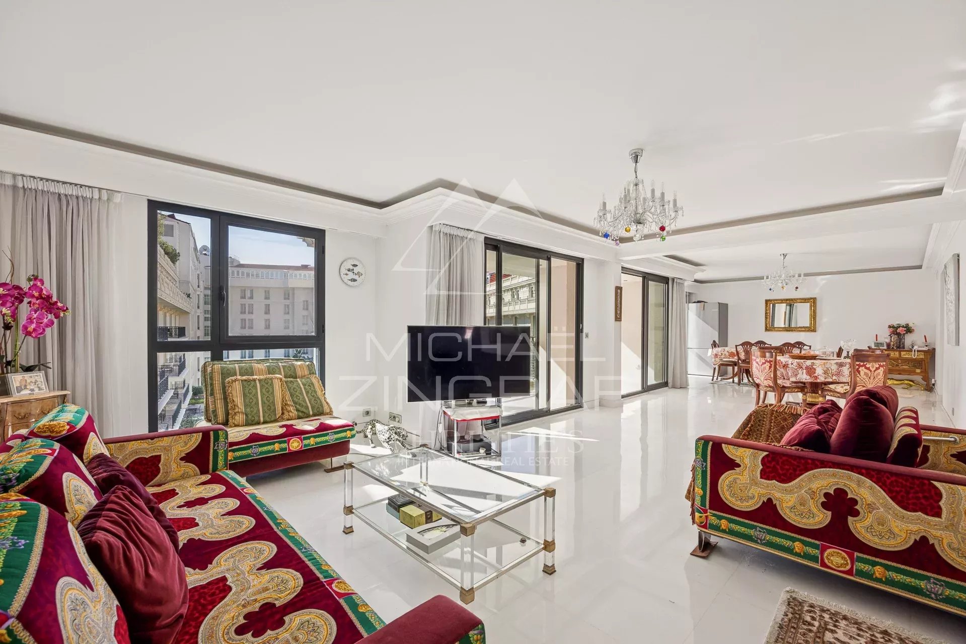 black chair and white table