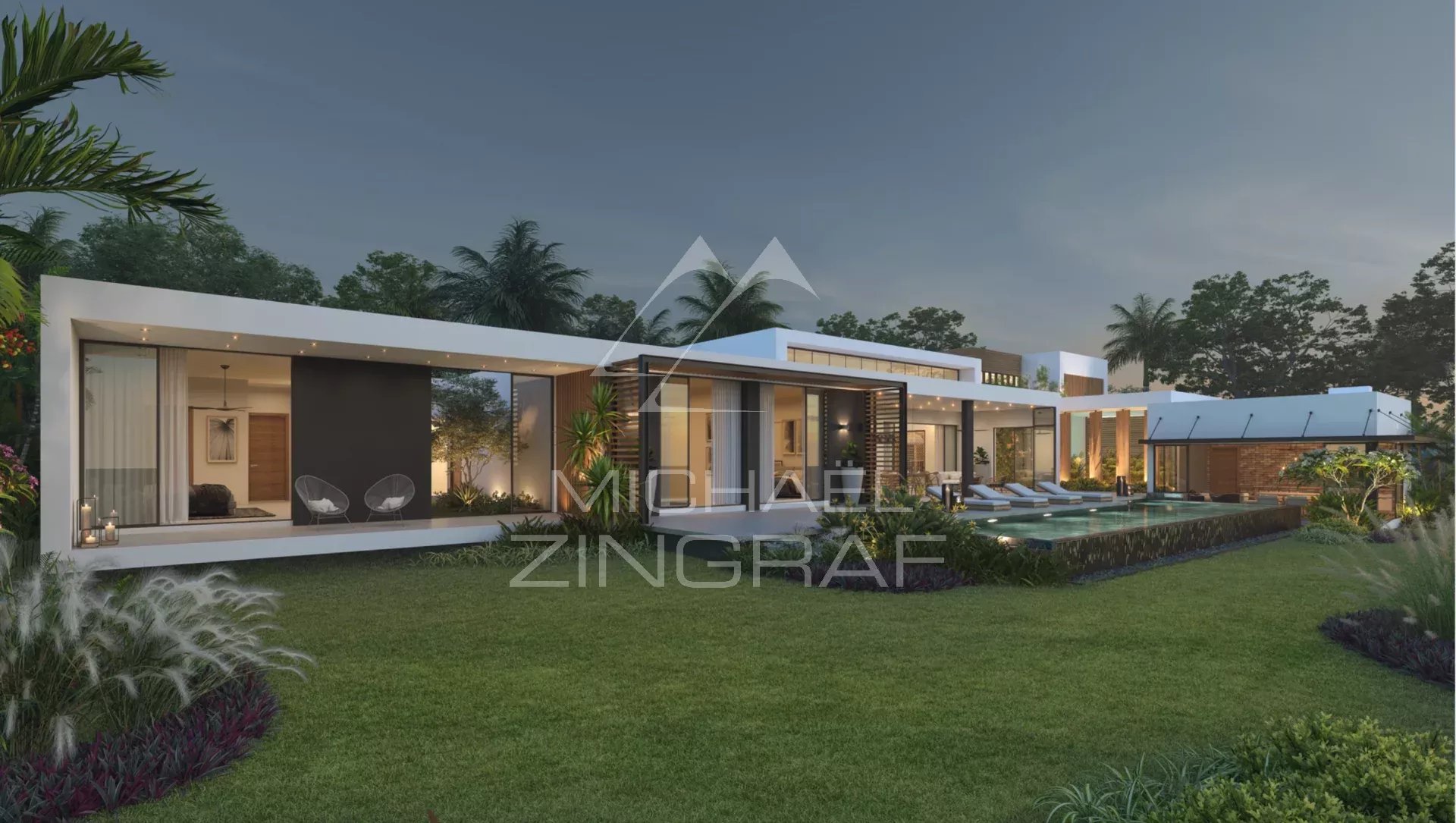 Villa contemporaine avec piscine et vue golf