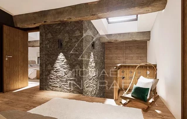 T6 flat, living room with cathedral ceiling - Small "chalet-style" condominium