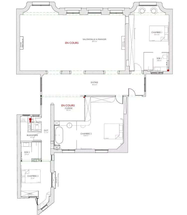EXCLUSIVE - AVENUE RAPP - RECEPTION FLAT - 3 SUITES