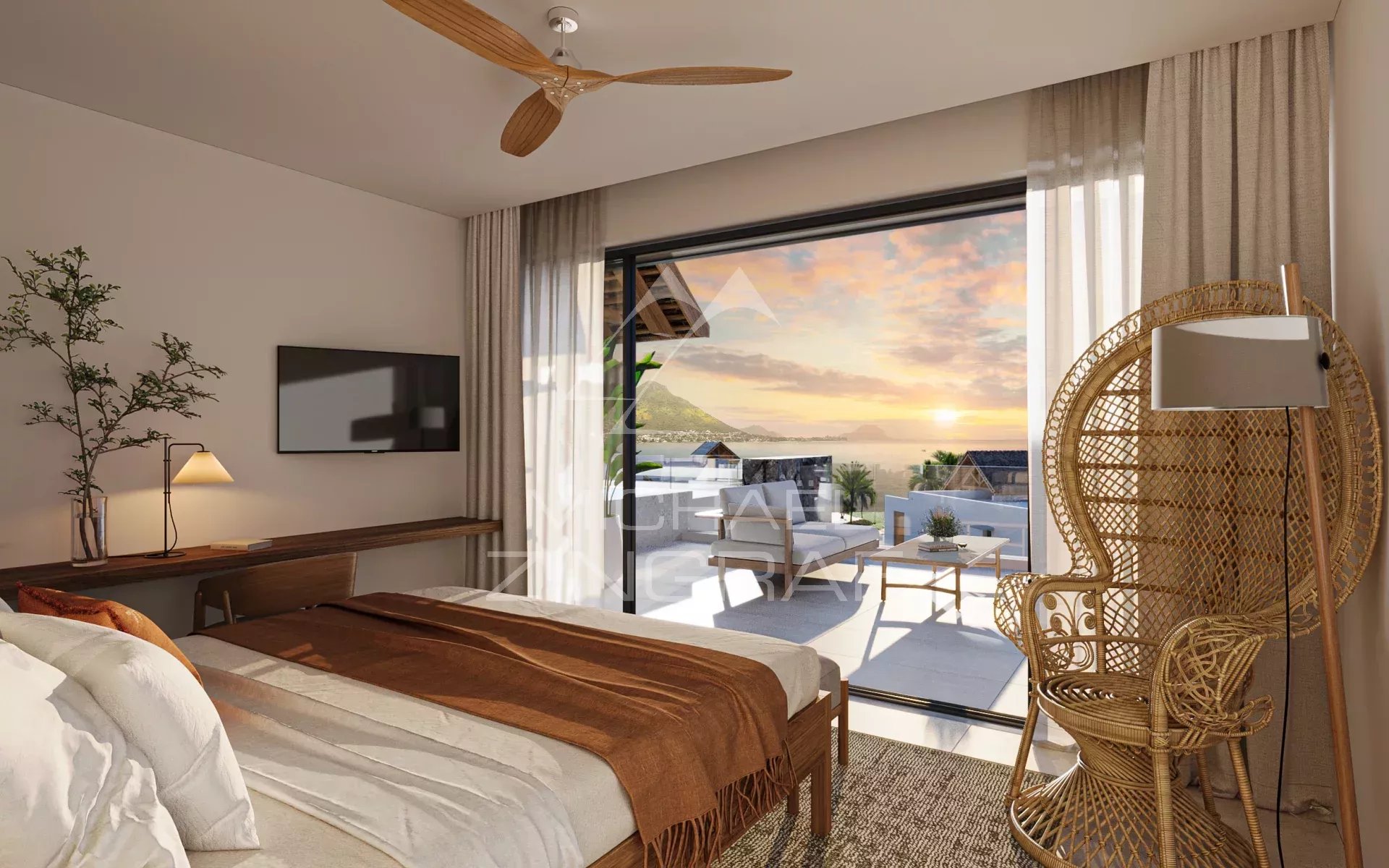 black chair and white table