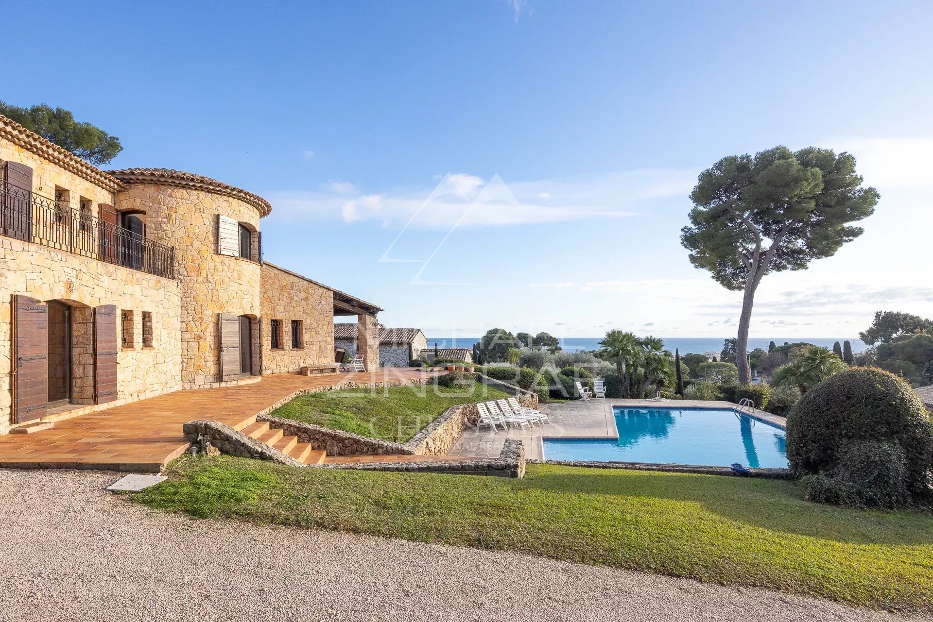 Antibes  – Provençal Stone Villa with Sea View, Pool and Landscaped Garden