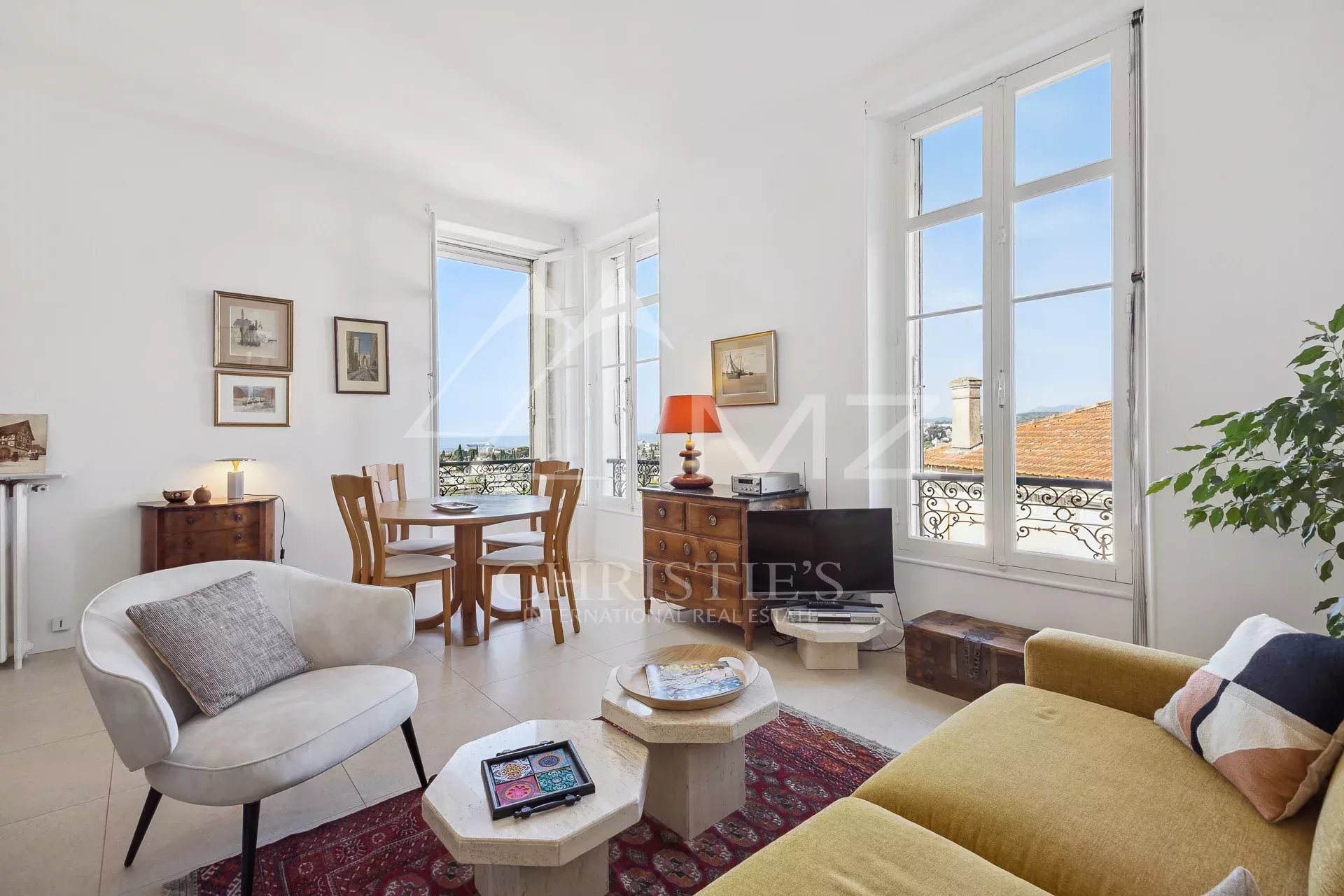 black chair and white table
