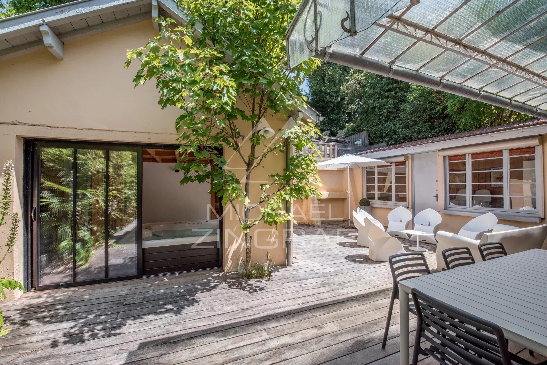 black chair and white table