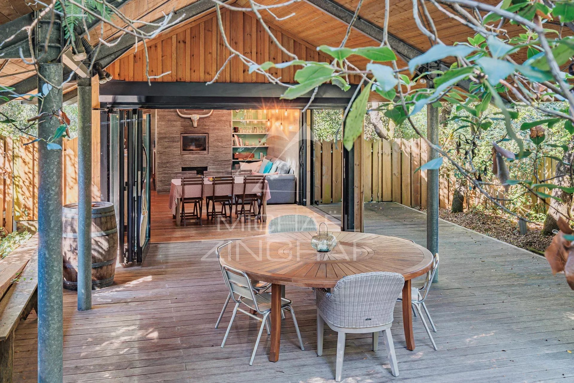 black chair and white table