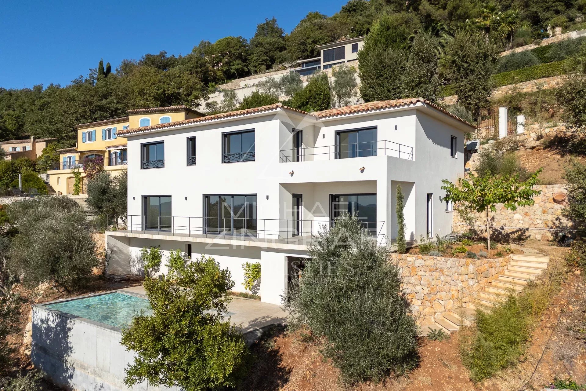 black chair and white table
