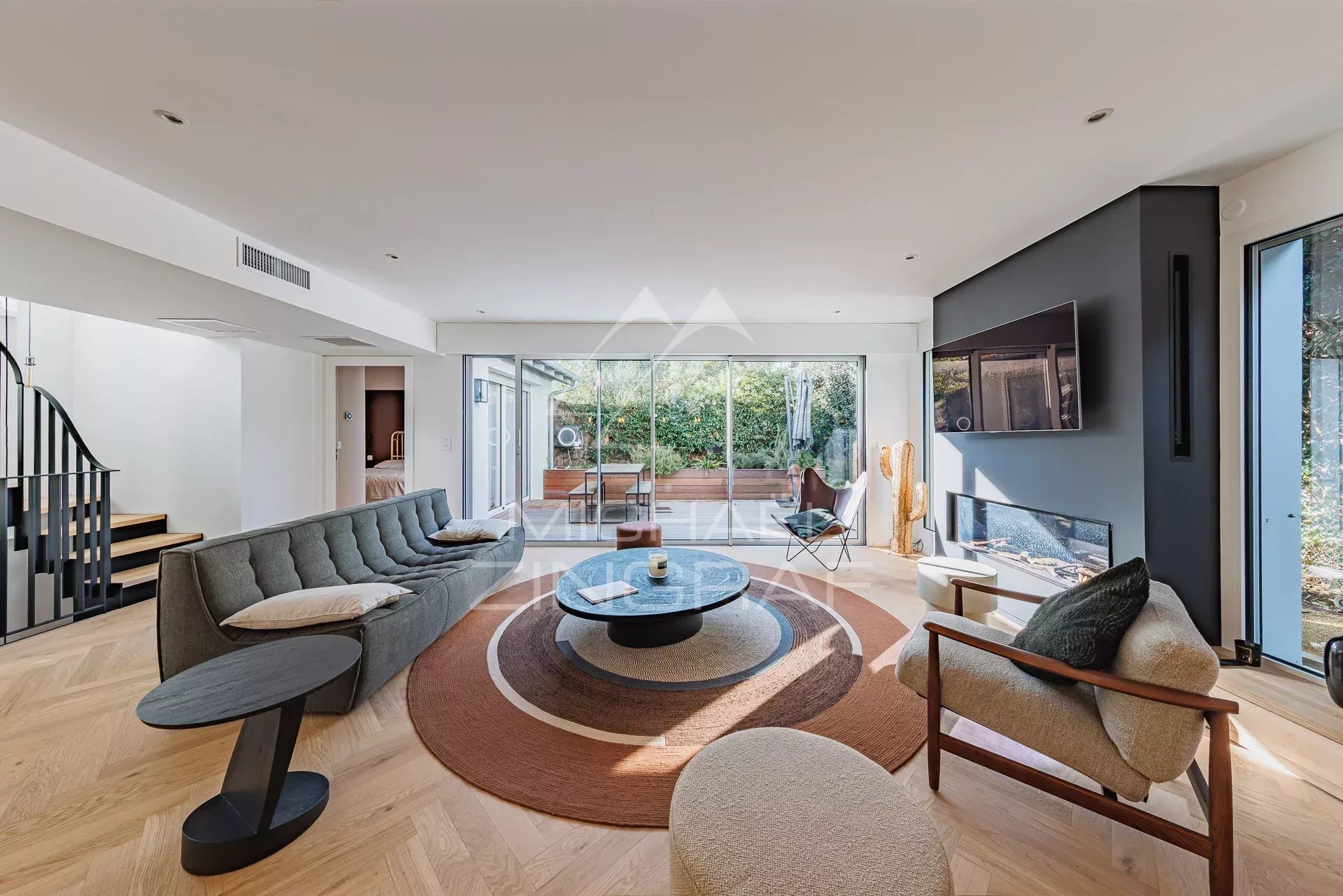 black chair and white table