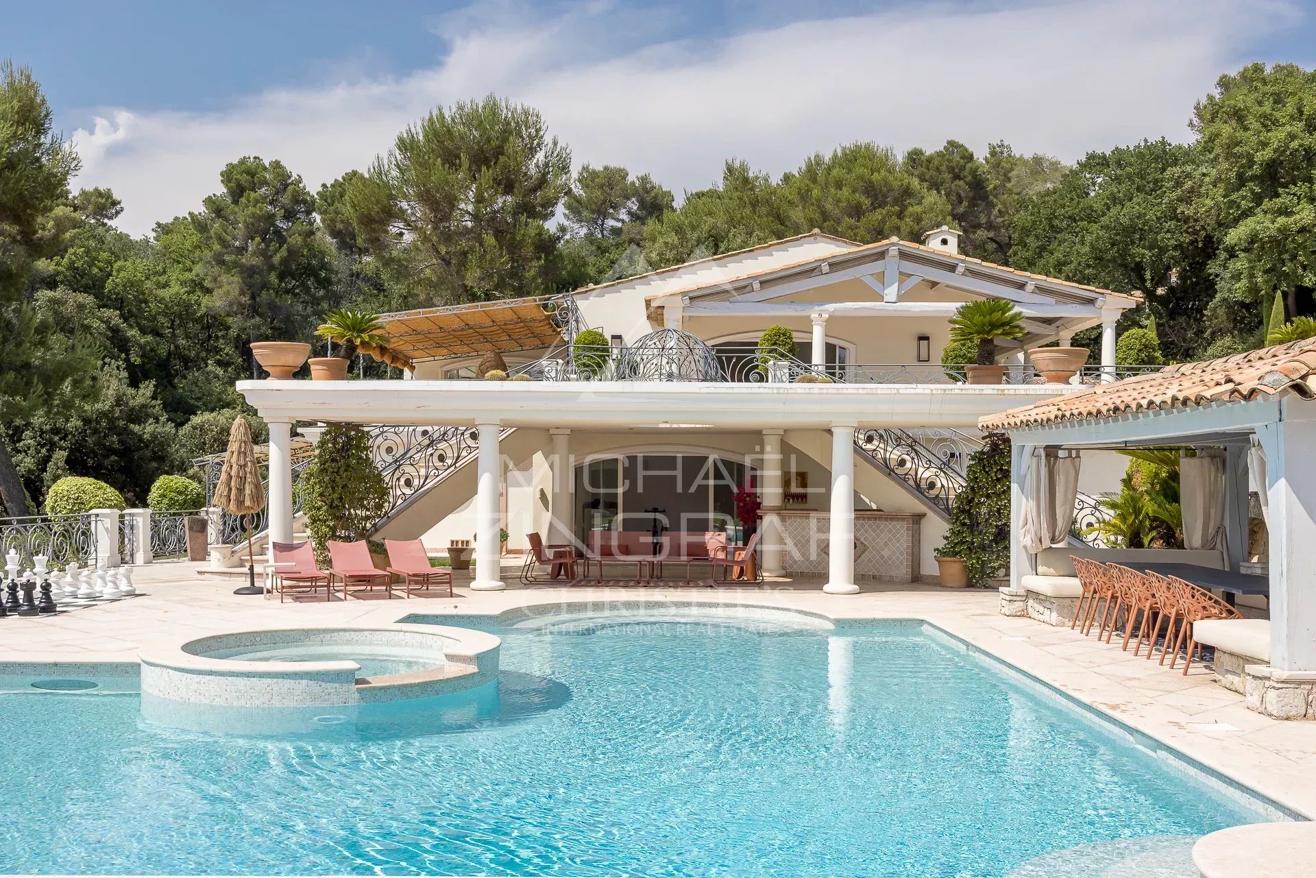 black chair and white table