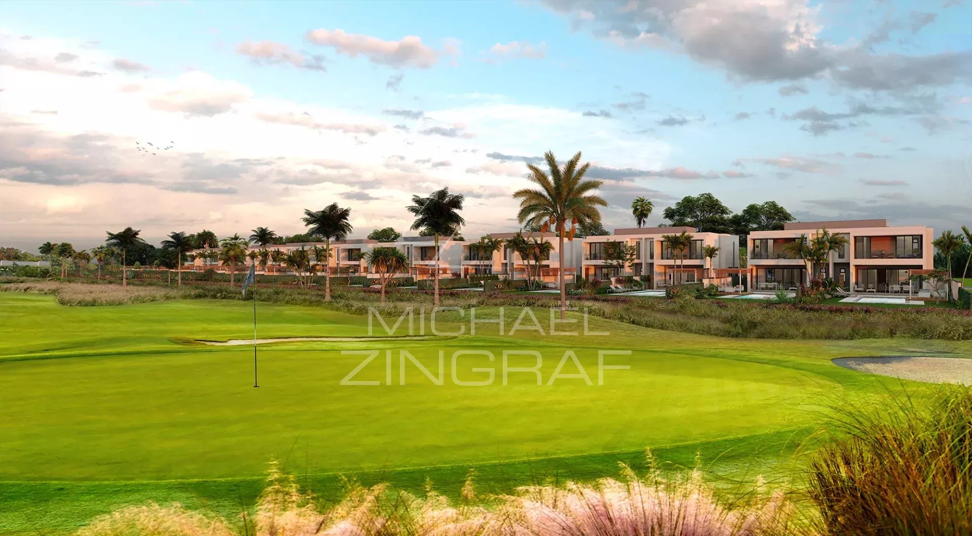 Villa contemporaine avec piscine et vue golf