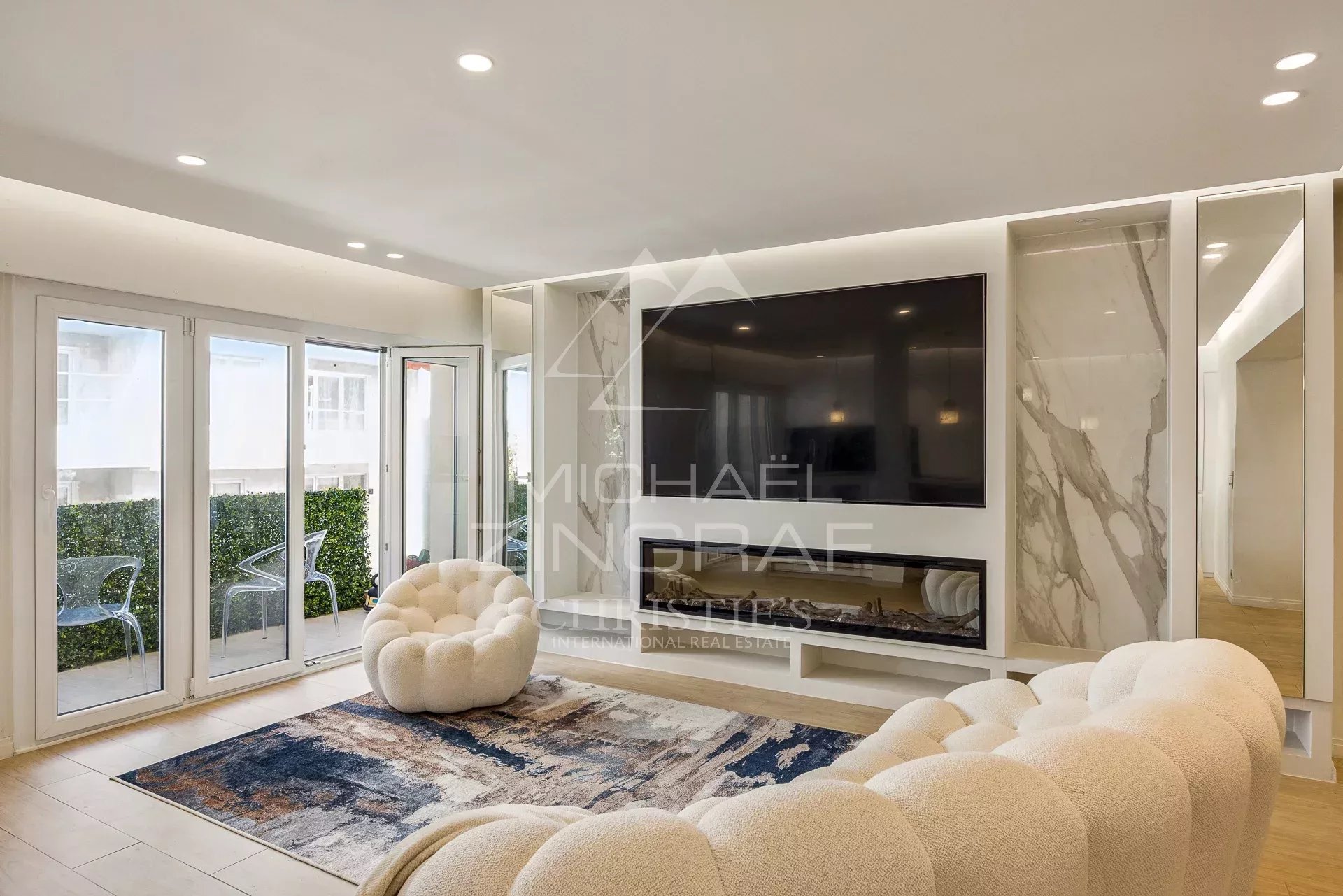 black chair and white table