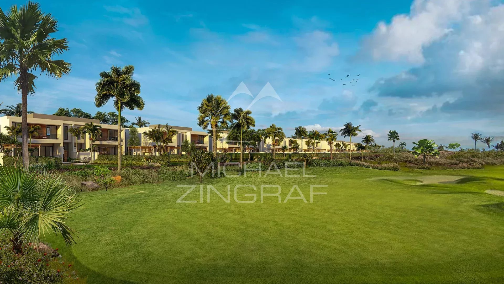 Villa contemporaine avec piscine et vue golf