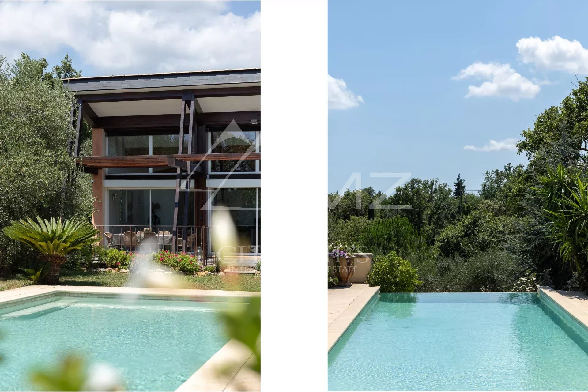 Architect-designed villa with open-plan pool overlooking nature