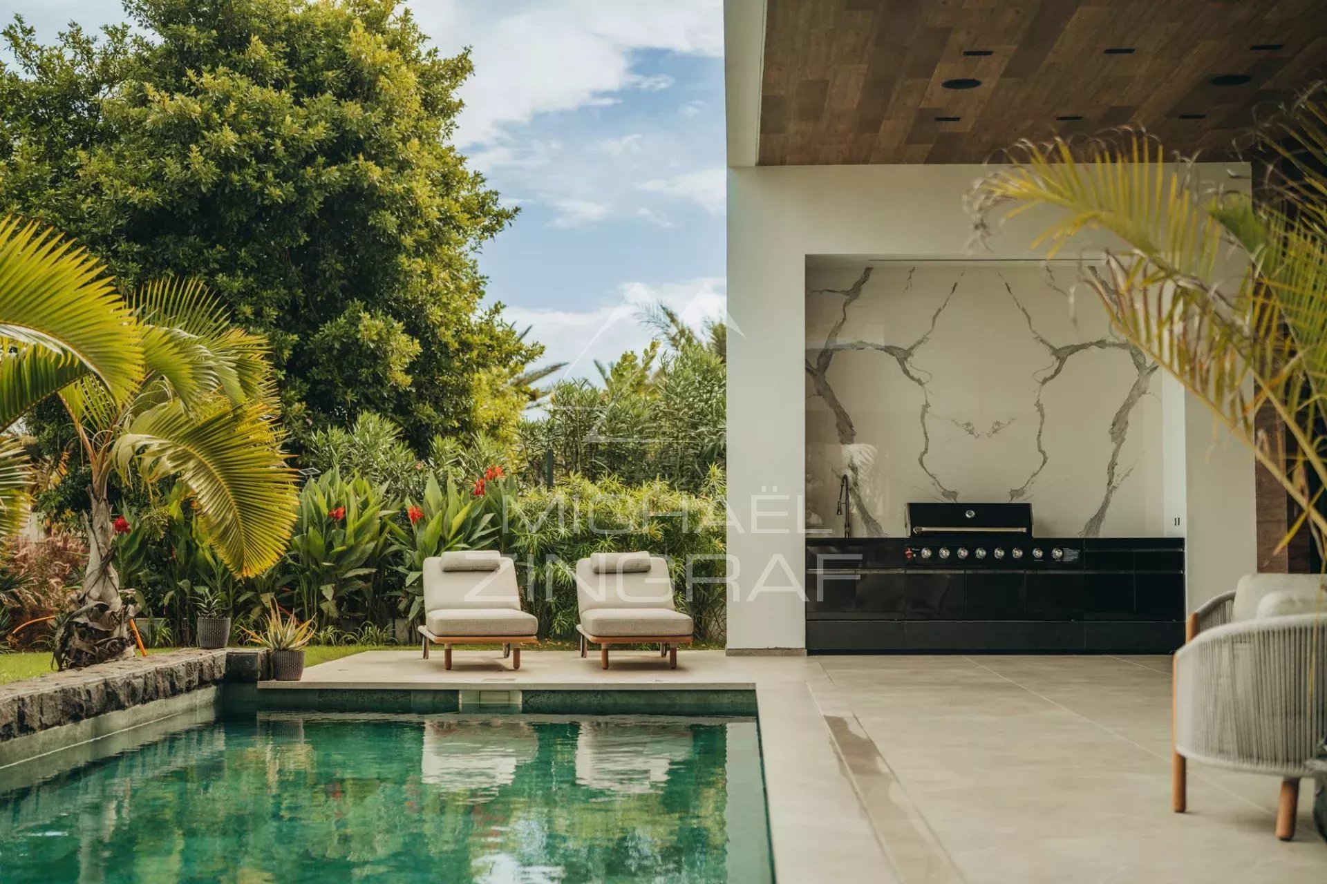 black chair and white table